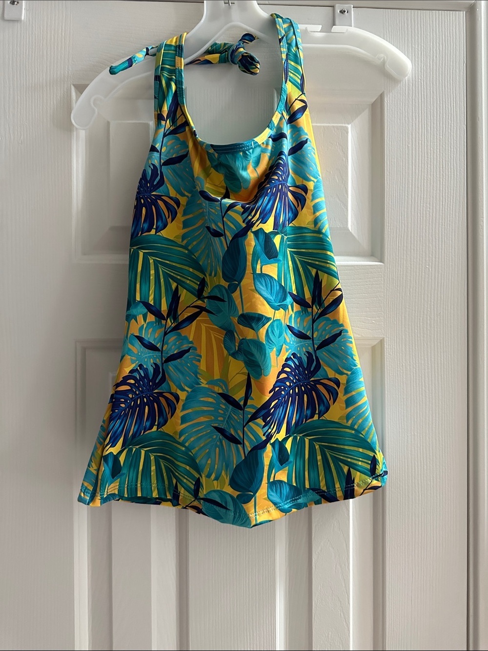 Hapari Yellow & Teal Tropical Halter Swim Tankini Top NWT Women’s 8/10 Beach